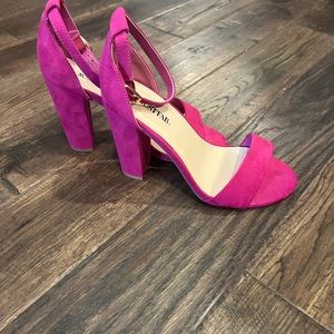 Never worn, ordered wrong size. Just Fab pink block heels. US size 8.5.